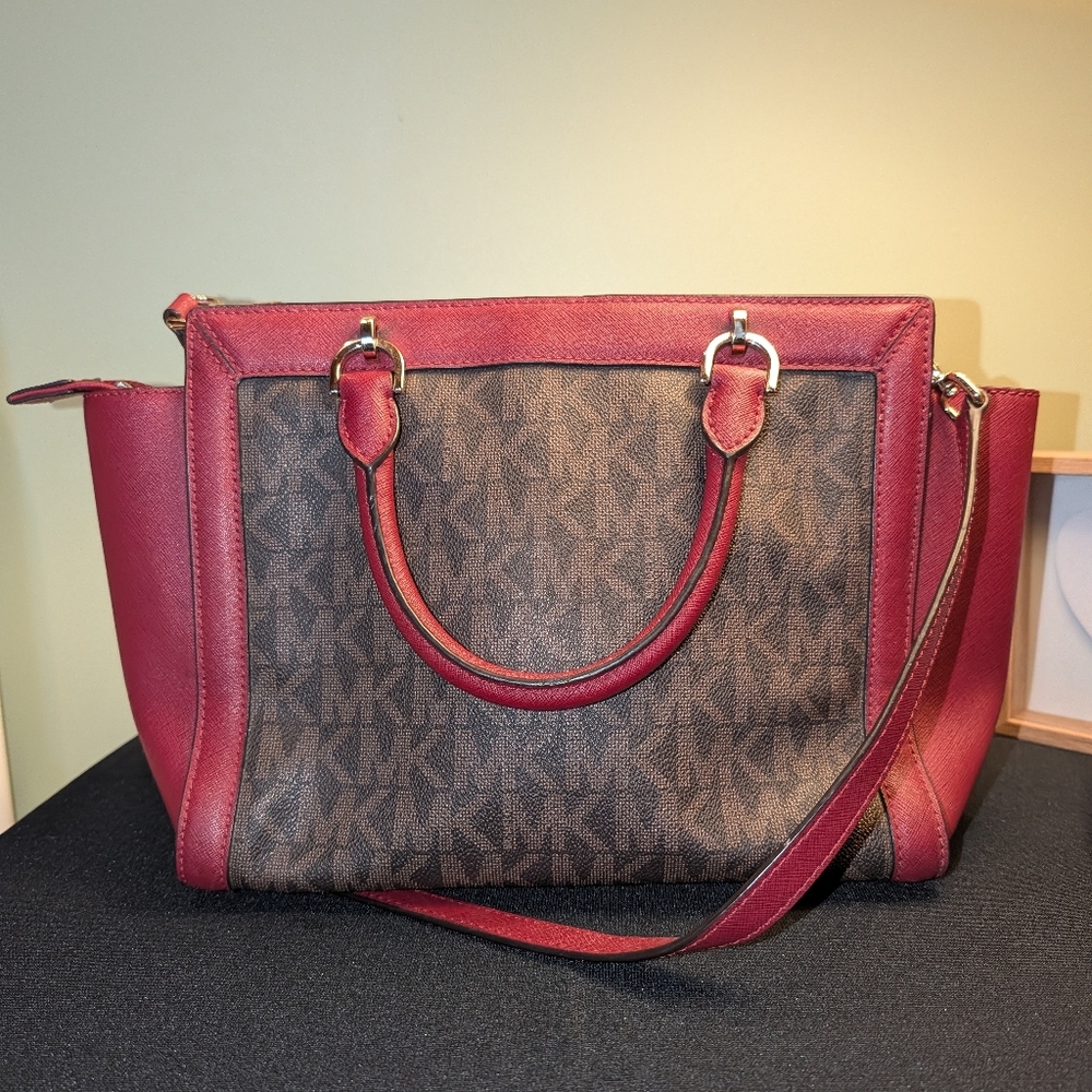 Michael Kors Red and Brown Satchel - Picture 3 of 5